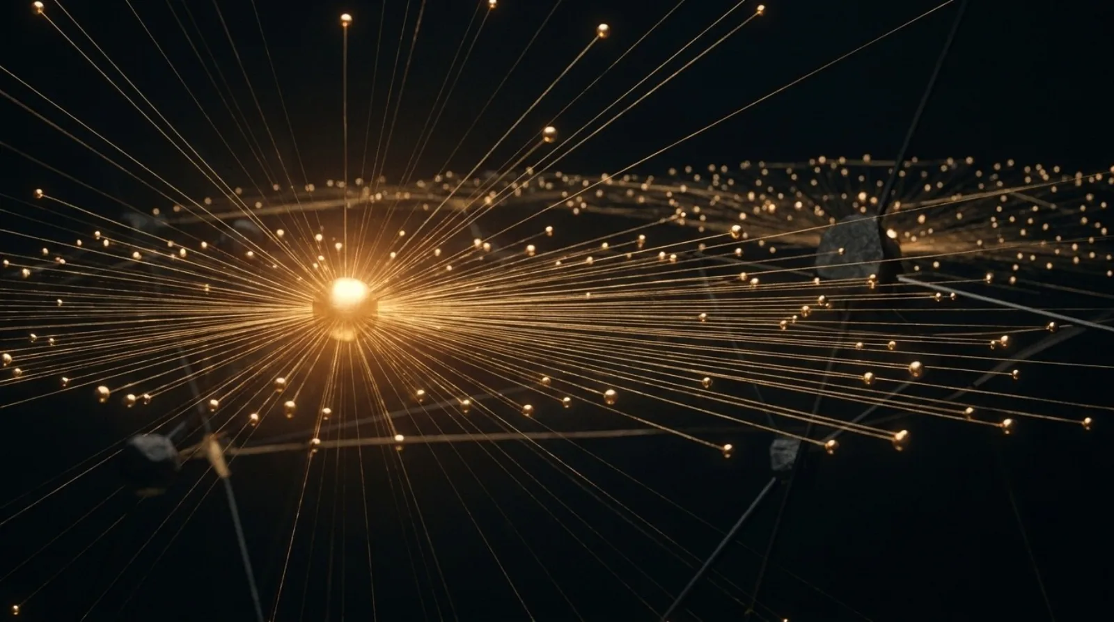Lichtnetz: ein Impuls strahlt in viele Knoten aus